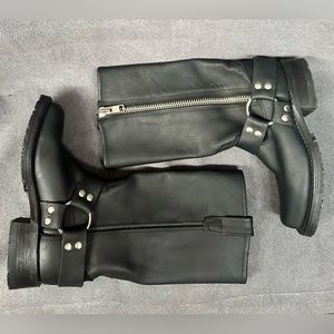 Double H black leather biker boots harness moto Sz 6